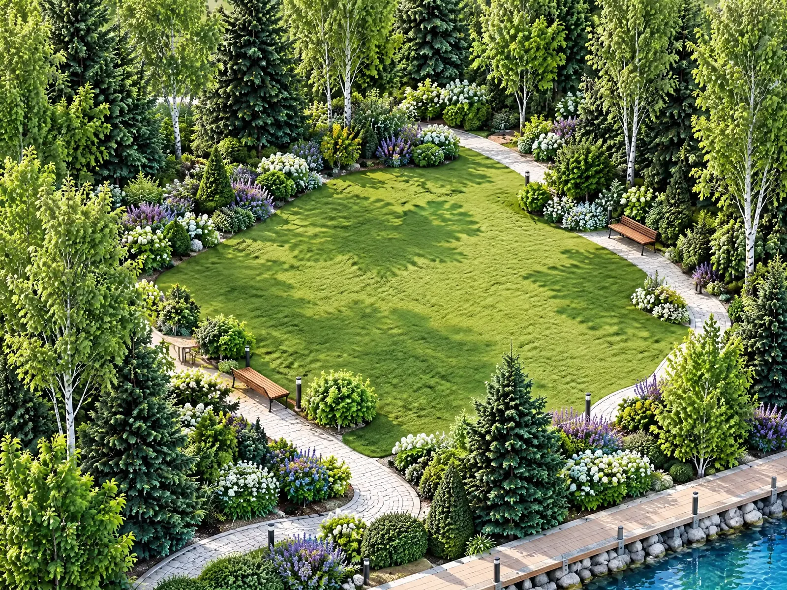 Лужайка 350 м² — крупный план